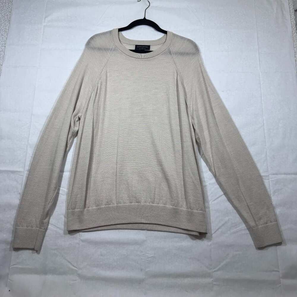 Banana Republic Men's Merino Wool Crewneck Sweater size XL Beige